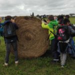 Hau ruck! Ganz schön schwer so ein Strohballen!