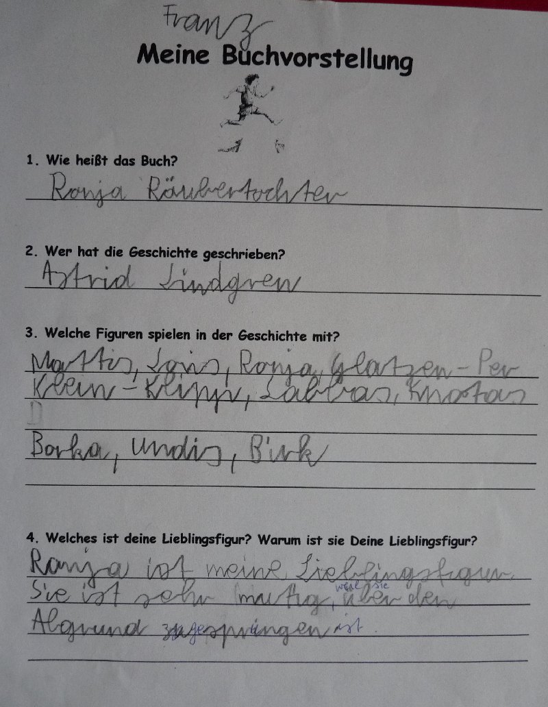 Klasse 4c Ronja Raubertochter Mira Lobe Schule